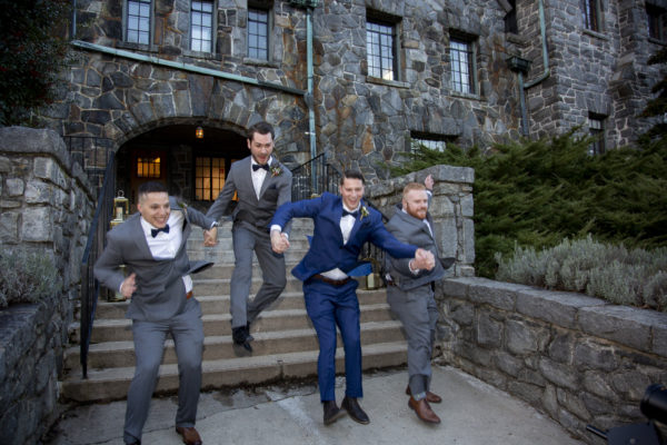 Pre-ceremony fun: Men taking the Leap!