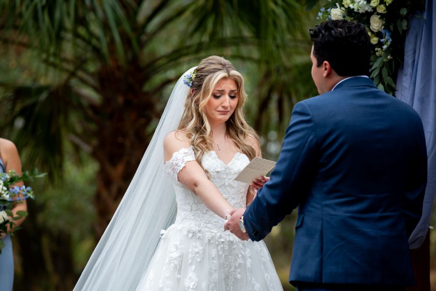Bride and Groom at a garden